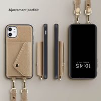 Selencia Coque à cordon avec porte-cartes enveloppe Sera iPhone 11 - Beige