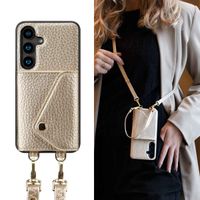 Selencia Coque à cordon avec porte-cartes enveloppe Sera Samsung Galaxy S24 - Champagne