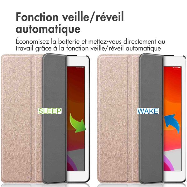 imoshion Coque tablette Trifold Apple iPad 9 (2021) 10.2 pouces / iPad 8 (2020) 10.2 pouces / iPad 7 (2019) 10.2 pouces - Rose Doré