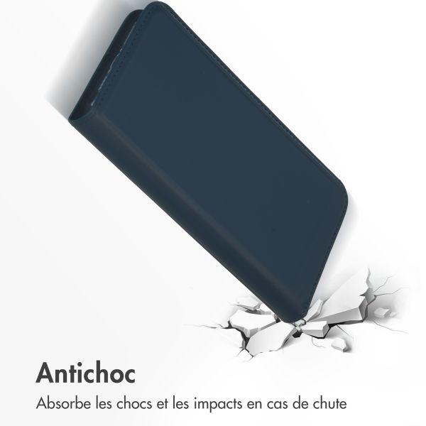 Accezz Étui de télephone Slim Folio en cuir de qualité supérieure Apple iPhone 15 Pro Max - Bleu foncé