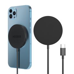 Accezz Chargeur sans fil USB-C - Chargeur sans fil MagSafe et Qi2 - 1 mètres - Noir
