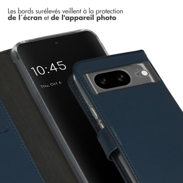 Selencia Étui de téléphone portefeuille en cuir véritable Google Pixel 8 - Bleu