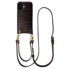 Selencia Nova coque arrière en cuir véritable avec porte-cartes Apple iPhone 16 - Dark Chocolate