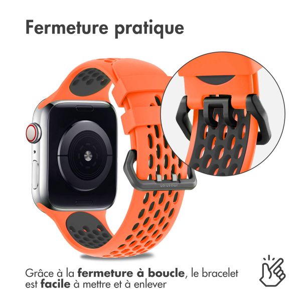 imoshion ﻿Boucle de bracelet de sport en silicone Apple Watch Series 1 á 9 / SE (38/40/41 mm) | Series 10 / 11 (42 mm) - Orange / Noir
