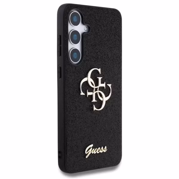 Guess Coque 4G Metal Logo Glitter Samsung Galaxy S25 - Noir
