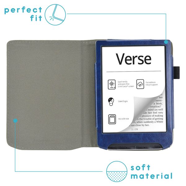 imoshion Étui de liseuse portefeuille en cuir végan Pocketbook Verse / Verse Pro / Verse Pro Color / Vivlio Light / Light HD - Bleu foncé