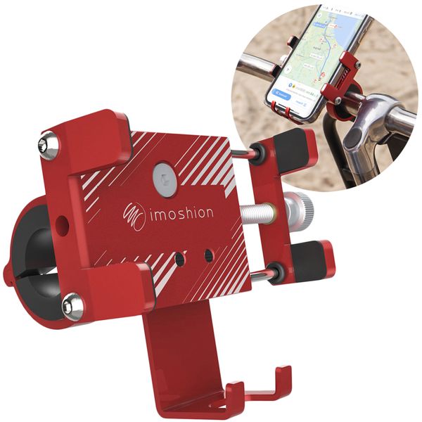 imoshion Support de téléphone pour vélo - Réglable - Universel - Aluminium - Rouge