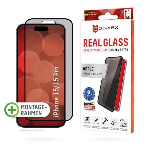 Displex Protection d'écran en verre trempé Privacy iPhone 15 / 15 Pro