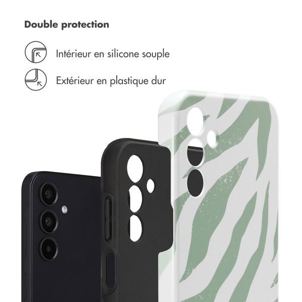 Selencia Coque arrière Vivid Tough Samsung Galaxy A15 (5G/4G) - Colorful Zebra Sage Green