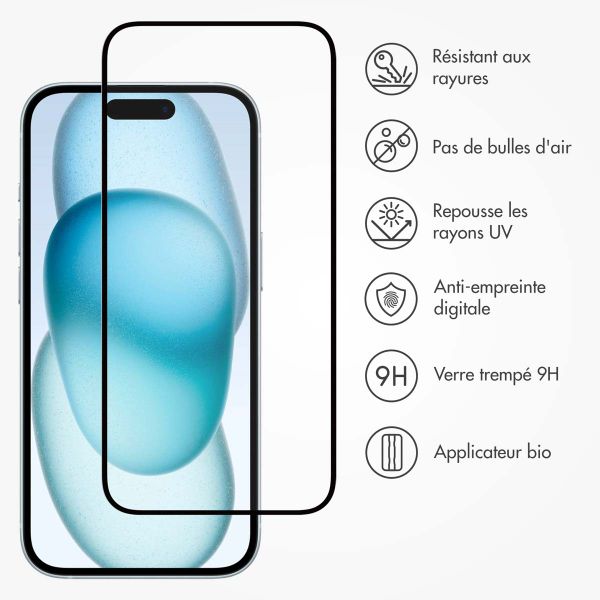 Accezz Protection d'écran en verre trempé avec applicateur iPhone 15 Plus - Transparent