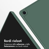 Accezz Coque tablette portefeuille Smart Silicone Samsung Galaxy Tab A9 8.7 pouces - Vert foncé