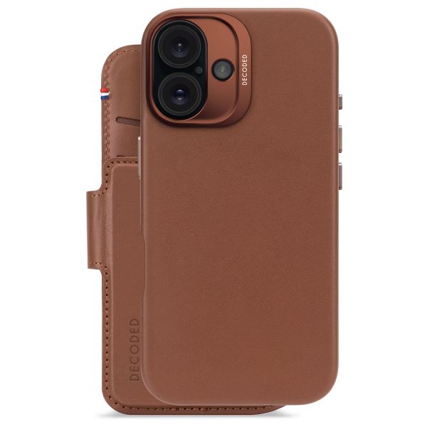 Decoded Portefeuille détachable 2 en 1 en cuir MagSafe Apple iPhone 16 - Tan