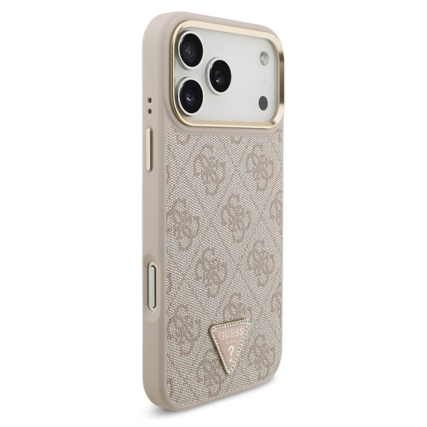Guess Coque arrière en cuir avec logo Triangle classique et MagSafe Apple iPhone 17 Pro - Rose