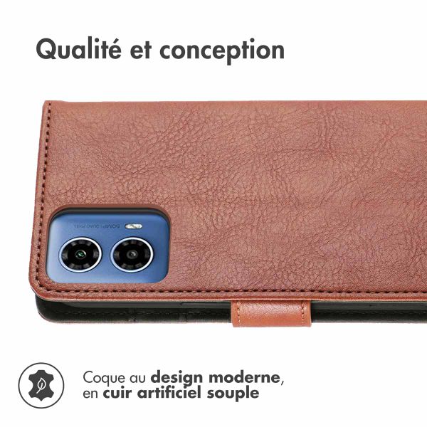 imoshion Étui de téléphone portefeuille Luxe pour Motorola Moto G34 - Brun