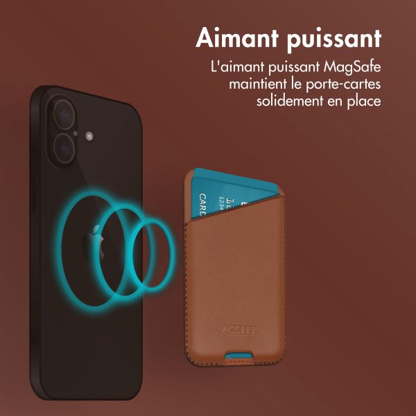 Accezz Porte-cartes en cuir - Compatible avec MagSafe et Qi2 - Sienna Brown