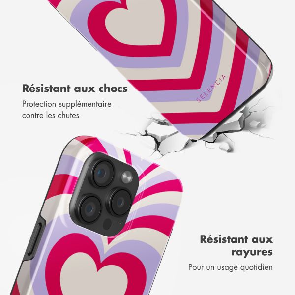 Selencia Coque arrière Vivid avec MagSafe Apple iPhone 15 Pro - Double Hearts Rubine Red Lilac