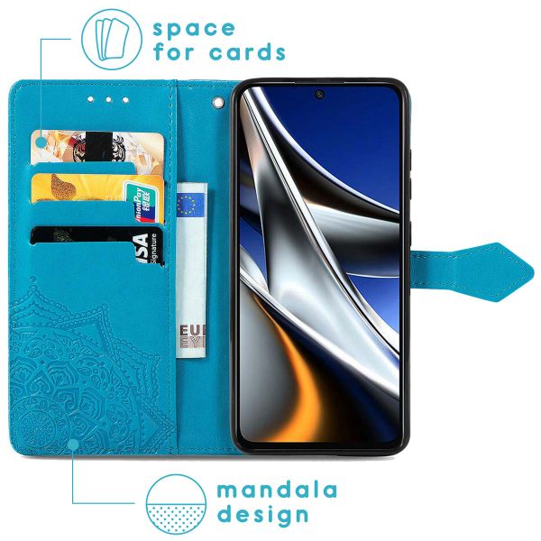 imoshion Etui de téléphone portefeuille Mandala Xiaomi Poco X4 Pro 5G - Turquoise