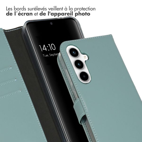 Selencia Étui portefeuille en cuir véritable Samsung Galaxy A35 - Air Blue
