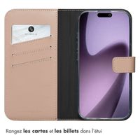 Selencia Étui portefeuille en cuir véritable Apple iPhone 17 - Dusty Pink
