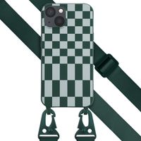 Selencia ﻿Coque design en silicone avec cordon amovible iPhone 13 - Irregular Check Green