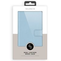 Selencia Étui portefeuille en cuir véritable Samsung Galaxy A50 / A30s - Air Blue
