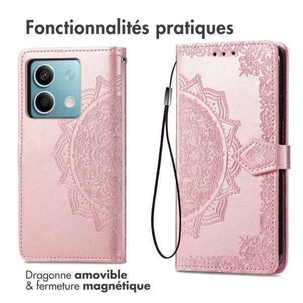 imoshion Etui de téléphone portefeuille Mandala Xiaomi Redmi Note 13 (5G) - Rose Dorée