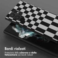 Selencia Coque design en silicone avec cordon amovible Samsung Galaxy S22 Ultra - Irregular Check Black