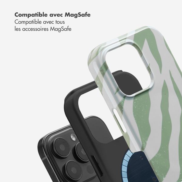 Selencia Coque arrière Vivid Tough avec MagSafe iPhone 16 Pro - Colorful Zebra Sage Green