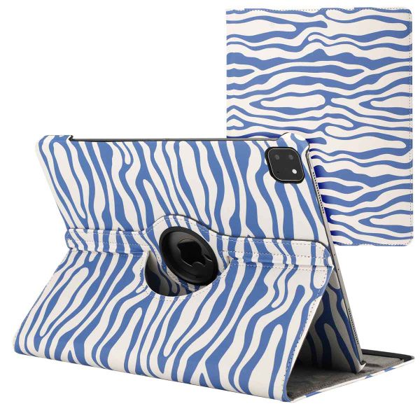 imoshion Coque tablette Design rotatif à 360° Apple iPad Air 13 pouces (2025) M3 / (2024) M2 - White Blue Stripes