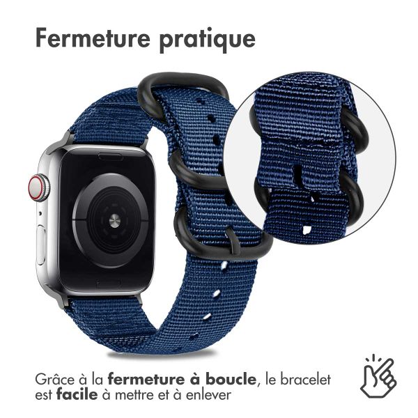 imoshion Bracelet en nylon Apple Watch Series 1-9 / SE - 38/40/41 mm / Series 10 - 42 mm - Bleu foncé