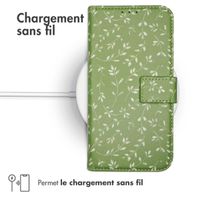 imoshion Étui de télephone portefeuille Design Samsung Galaxy S22 - Green Flowers
