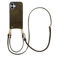 Selencia Coque de télephone Nova Croco avec cordon et porte-cartes Apple iPhone 16 - Dark Olive