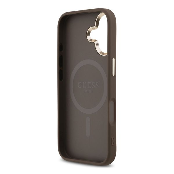 Guess Coque arrière en cuir avec logo Triangle classique et MagSafe Apple iPhone 17 - Marron