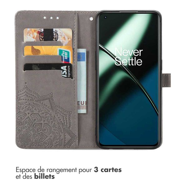 imoshion Etui de téléphone portefeuille Mandala OnePlus 11 - Gris