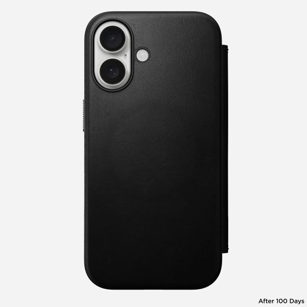 Nomad Étui de télephone portefeuille Modern Leather Folio Apple iPhone 16 - Noir