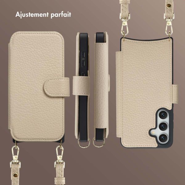 Selencia Étui Riva avec MagSafe et cordon de téléphone Samsung Galaxy S24 / S25 - Beige