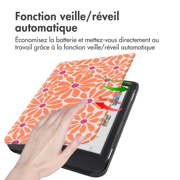 imoshion Design Slim Hard Case Sleepcover Kobo Clara Colour / BW - Orange Flowers Connect