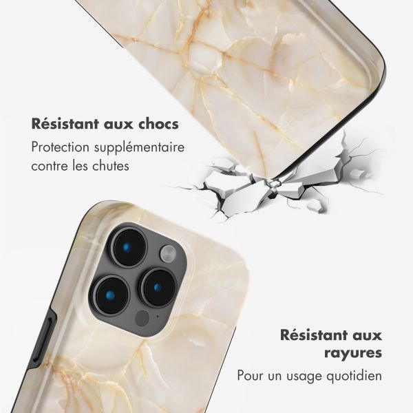 Selencia Coque arrière Vivid Tough avec MagSafe iPhone 15 Pro Max - Golden Beige Marble