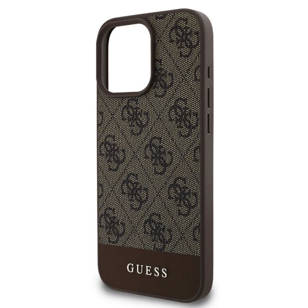 Guess Coque arrière Bottom Stripe 4G Apple iPhone 16 Pro - Marron