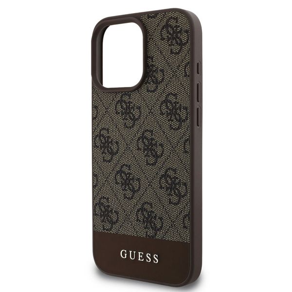 Guess Coque arrière Bottom Stripe 4G iPhone 16 Pro - Brun