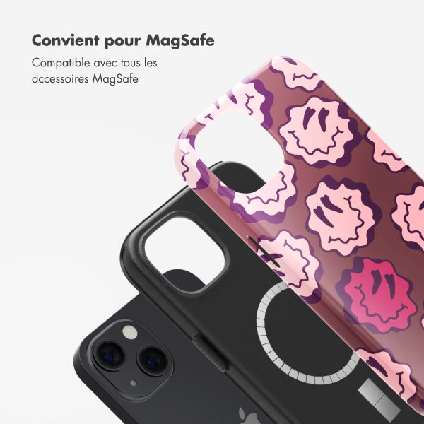 Selencia Coque arrière Vivid avec MagSafe Apple iPhone 13 - Wavy Smiley Pink