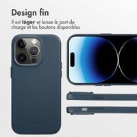 Accezz Coque arrière en cuir avec MagSafe Apple iPhone 14 Pro - Nightfall Blue