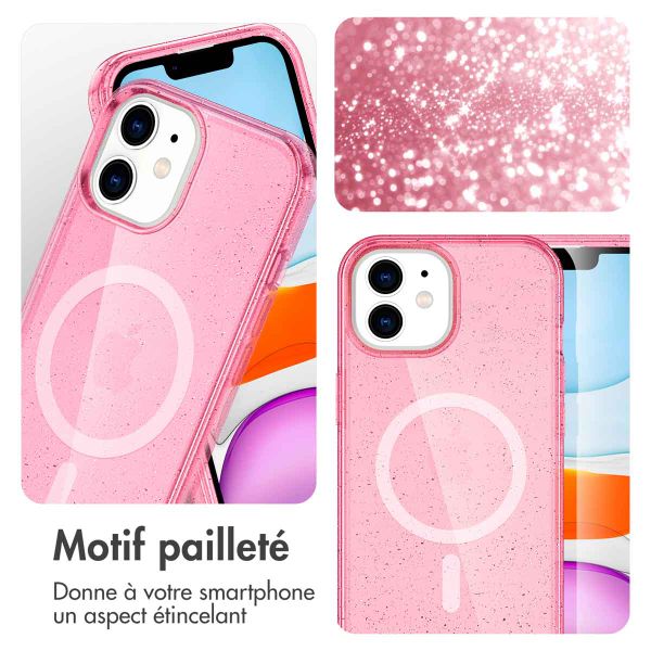 imoshion Coque Pailletée avec MagSafe Apple iPhone 12 (Pro) - Paillettes Rose