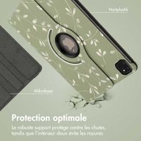 imoshion Coque tablette Design rotatif à 360° Apple iPad Pro 11 (2022 / 2021 / 2020 / 2018) - Green Flowers