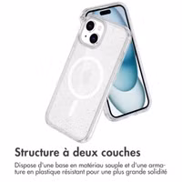 imoshion Coque Pailletée avec MagSafe Apple iPhone 15 - Paillettes Transparent