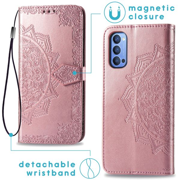 imoshion Etui de téléphone portefeuille Mandala Oppo Reno4 5G - Rose Dorée