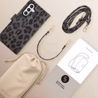 Selencia Étui de télephone portefeuille imprimé léopard Sabi Samsung Galaxy A55 - Midnight Black