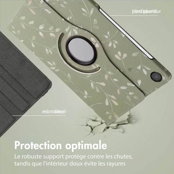 imoshion Coque tablette Design rotatif à 360° Samsung Galaxy Tab A9 Plus - Green Flowers