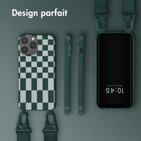 Selencia Coque design en silicone avec cordon amovible Apple iPhone 13 Pro Max - Irregular Check Green