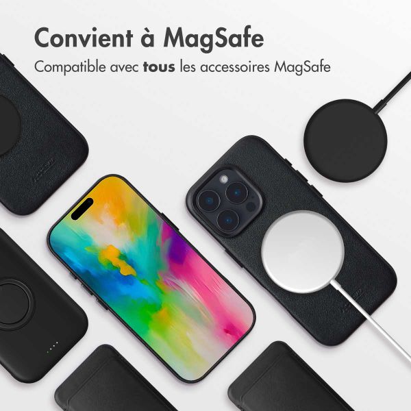 Accezz Coque arrière en cuir avec MagSafe iPhone 16 Pro Max - Onyx Black